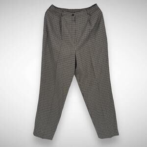 Aquascutum Houndstooth‎ Checked Wool Brown Trousers Pants Size 12 Women's Twee
